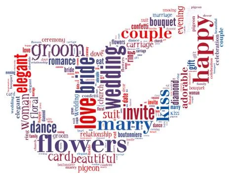 Wedding rings, word cloud concept Illustrazione stock