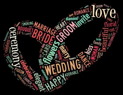 Wedding rings, word cloud concept Illustrazione stock