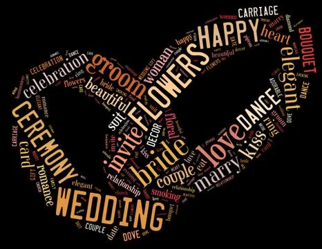 Wedding rings, word cloud concept Illustrazione stock