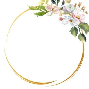 Wedding romantic rustic bridal frame wreath. White purple and white flowers Stock Illustration