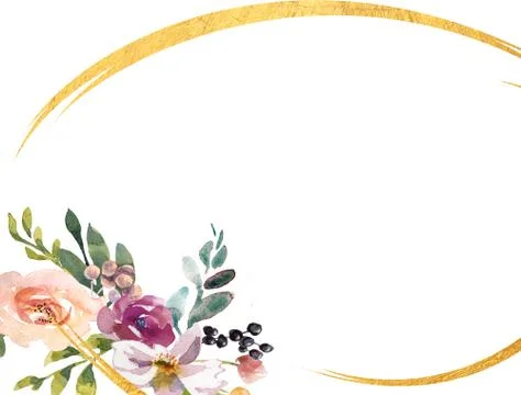 Wedding romantic rustic bridal frame wreath. White purple and white flowers Stock Illustration