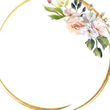 Wedding romantic rustic bridal frame wreath. White purple and white flowers Stock Illustration