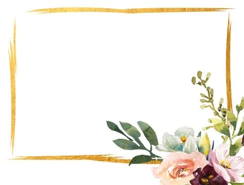Wedding romantic rustic bridal frame wreath. White purple and white flowers Stock Illustration