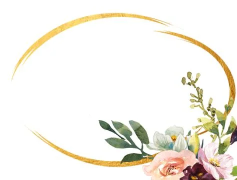 Wedding romantic rustic bridal frame wreath. White purple and white flowers Stock Illustration