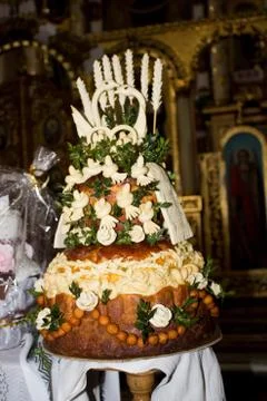Wedding round loaf Stock Photos