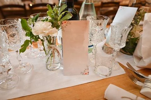 Wedding rustic style. Wedding table decoration. 写真素材