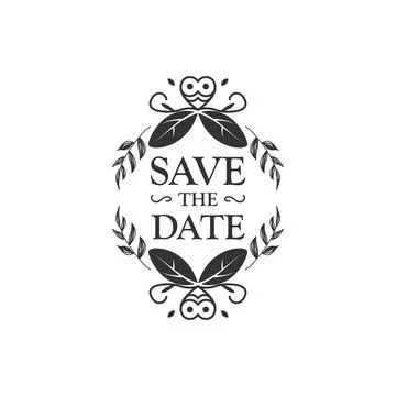 Wedding save the date hand drawn design Stock Illustration