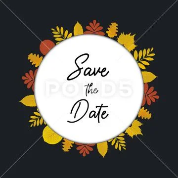 Wedding save the date, invitation with black background, vector Stock Illustration