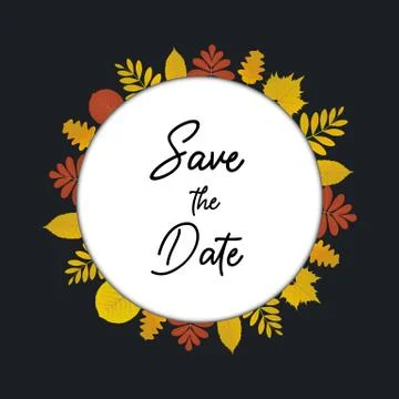 Wedding save the date, invitation with black background, vector Stock Illustration