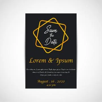 Wedding save the date, invitation card, black background, vector Stock Illustration