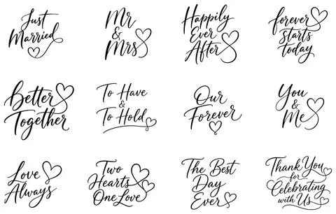 Wedding Script Quotes Collection Stock Illustration