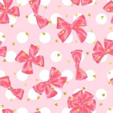 Wedding seamless pattern background with bows and glitter Stock Illustration