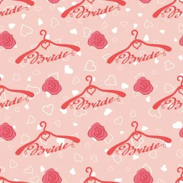 Wedding seamless pattern with hangers for bride Stock Illustration