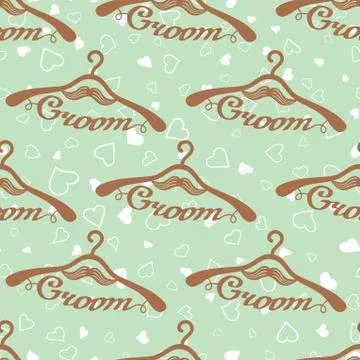 Wedding seamless pattern with hangers for groom Stock Illustration