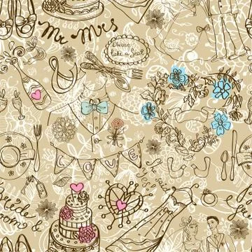 Wedding seamless pattern Stock Illustration