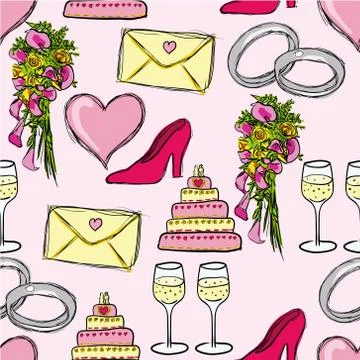 Wedding seamless pattern Stock Illustration