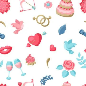 Wedding seamless pattern. Illustrazione stock