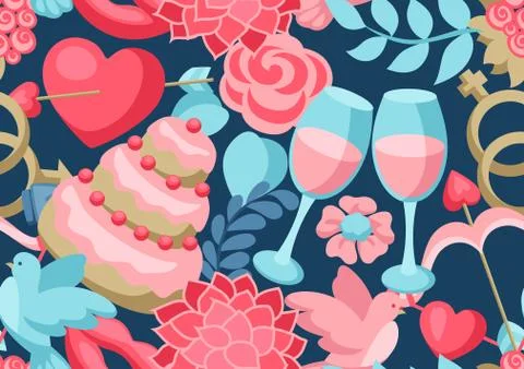 Wedding seamless pattern. 스톡 일러스트