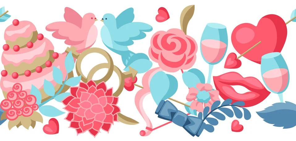 Wedding seamless pattern. Illustrazione stock