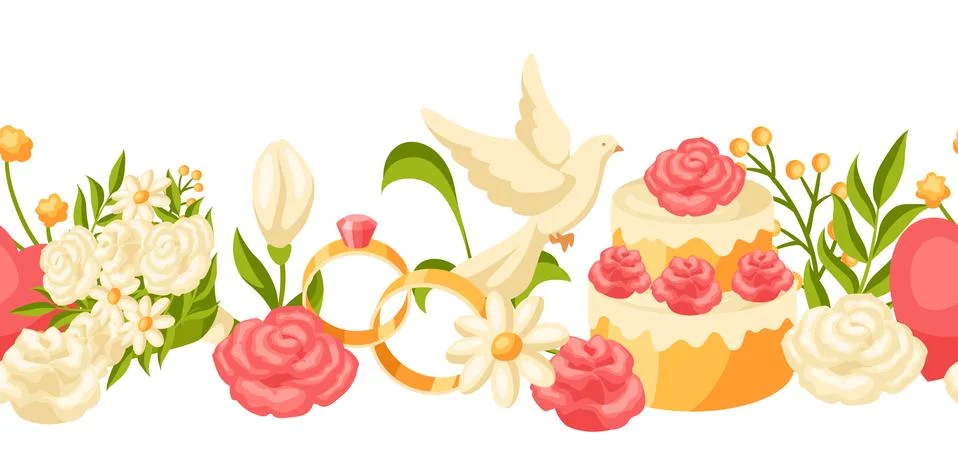 Wedding seamless pattern. Marriage background. Illustrazione stock