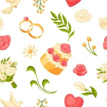 Wedding seamless pattern. Marriage background. Stock Illustration