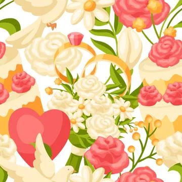 Wedding seamless pattern. Marriage background. Stock Illustration