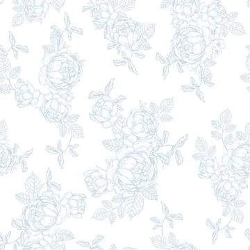 Wedding seamless pattern with tender roses flower and leaves. Stock Illustration