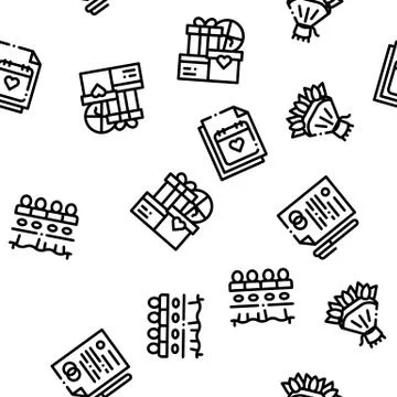 Wedding Seamless Pattern Vector Illustrazione stock