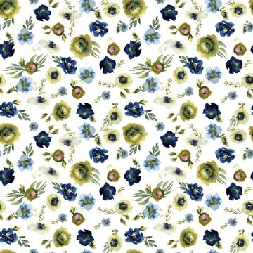 Wedding seamless pattern white and purple flowers ornament Stock Illustration