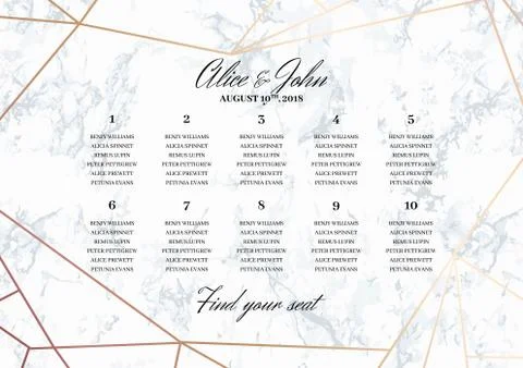 Wedding Seating Chart Poster Template. Illustrazione stock