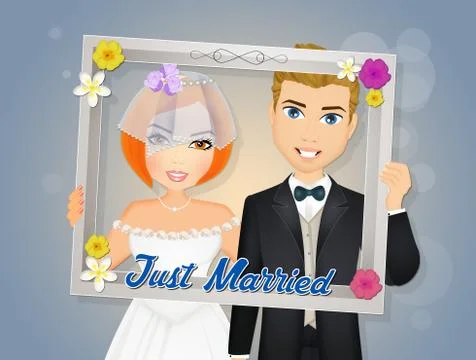 Wedding selfie with frame Stock Illustration