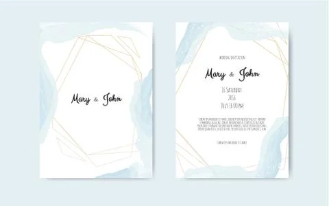 Wedding set with beautiful hand drawn watercolor background. Stock Illustration