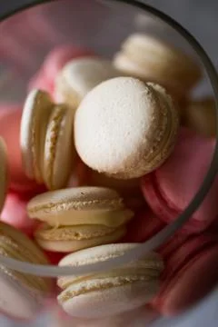 Wedding set of biscuits in pink and white Stock Photos