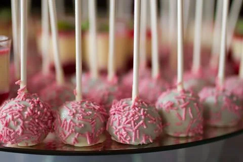 Wedding set of biscuits in pink and white Stock Photos
