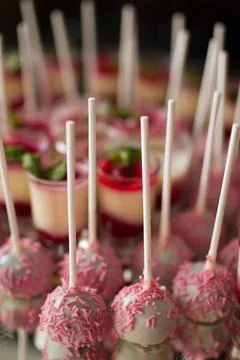 Wedding set of biscuits in pink and white Stock Photos