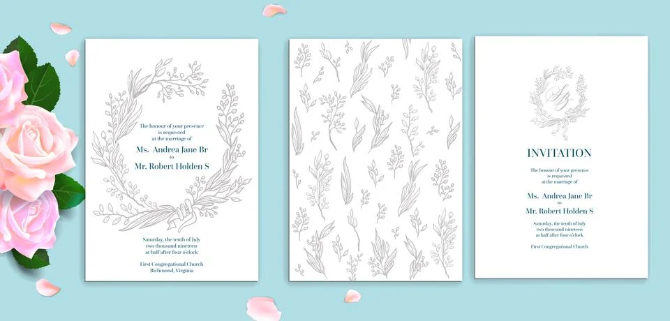 Wedding set card Stock Illustration