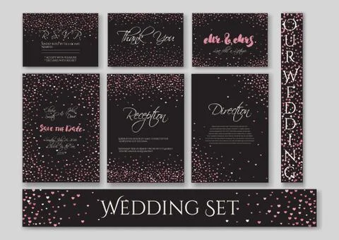 Wedding set cards Illustrazione stock