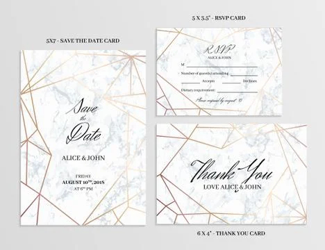 Wedding set. Cards template of geometric design Illustrazione stock