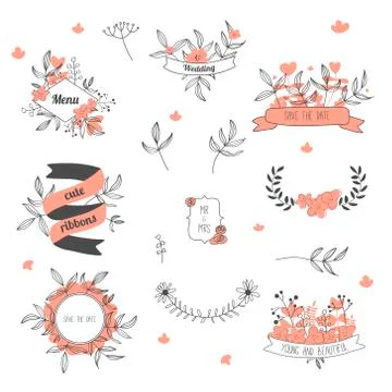 Wedding set of elements Illustrazione stock
