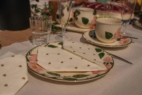 Wedding set of porcelain tableware Stock Photos