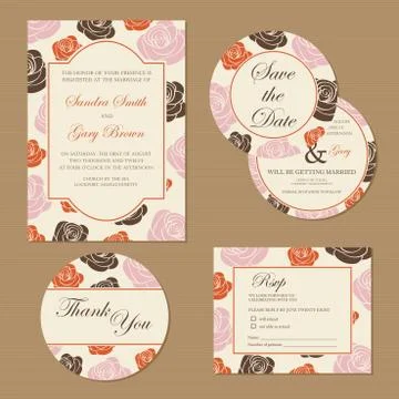 Wedding set with roses Stock Illustration