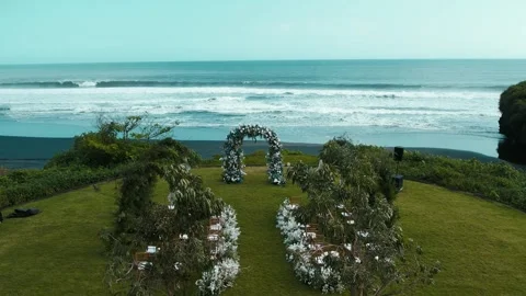 Wedding set up by the sea in Bali Stock Footage 273844487