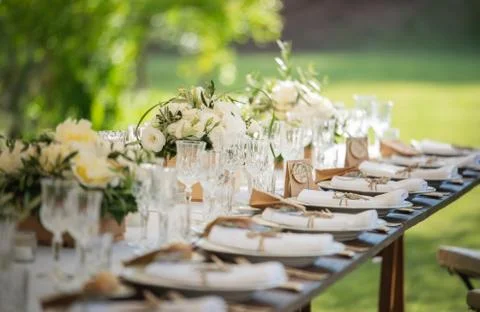 Wedding set up table Stock Photos