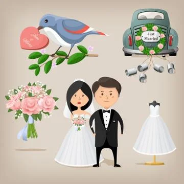 Wedding set. Vector illustration Stock Illustration