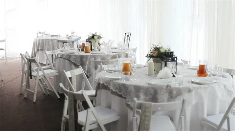 Wedding setting at a restaurant Stock Footage 49077892