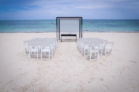 Wedding Setup on Beach Stock Photos