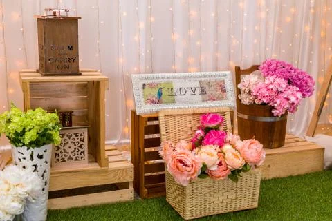 Wedding Setup with Decorations Stock Photos