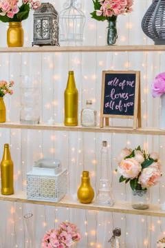Wedding Setup with Decorations Stock Photos
