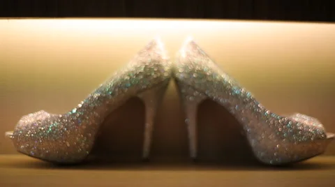 Wedding shoes with diamonds Stock Footage 66443309