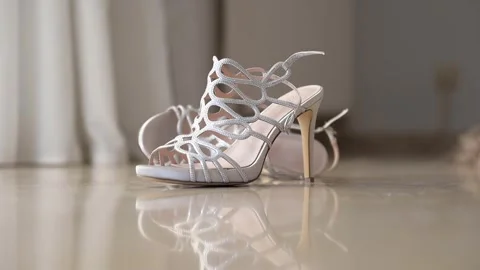 Wedding shoes on a glossy surface Video stock 245017089